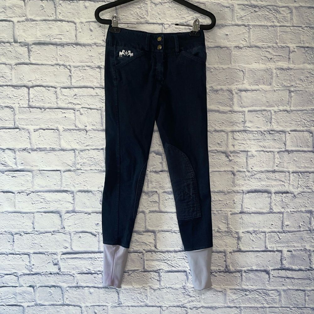 Women’s Size 24 Navy Equine Couture Knee Patch Horseback Riding Breeches.